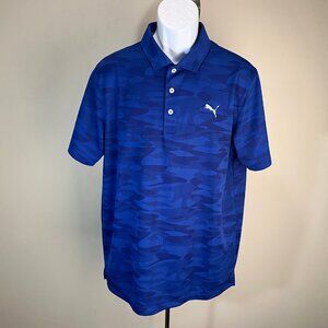 Puma Men's lot of 2 blue and green camo detail golf polo shirt Large L EUC